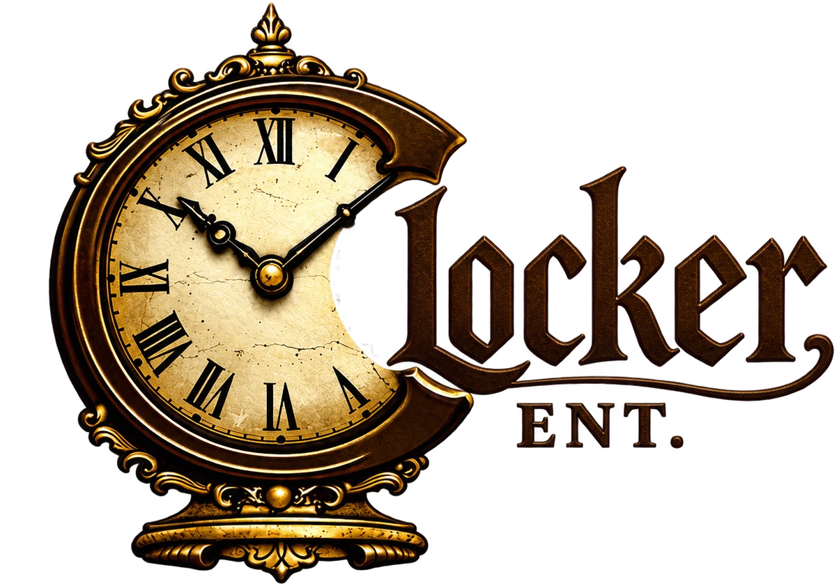 Locker ENT. logo — an antique gold clock forming the letter C